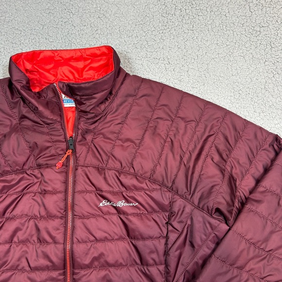 Eddie Bauer First Ascent Puffer Reversible Lightweight Jacket Red Maroon Women L - Picture 2 of 9